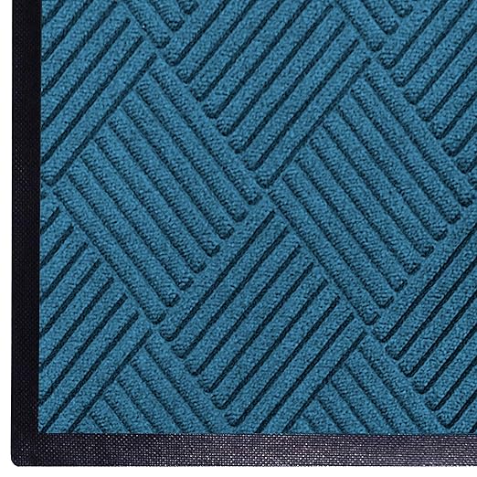 WaterHog Diamond | Commercial-Grade Entrance Mat with Rubber Border – Indoor/Outdoor, Quick Drying, Stain Resistant Door Mat (Medium Blue, 3' x 5')