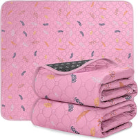 Sunheir Washable Pee Pads for Dogs 2-Pack Reusable Puppy Pads Pet Training Pads, Waterproof Dog Pee Pads for Crate, Whelping Pad, Non-Slip Protects Against Urine Leakage (Leaves - Pink, 18x24)