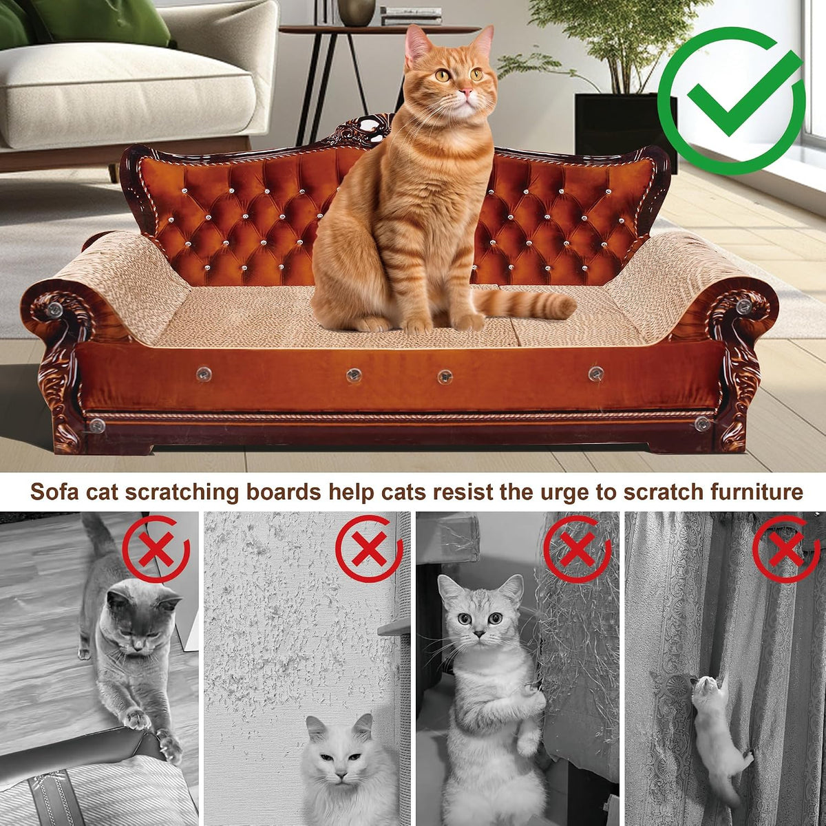 Sofa Shaped Cat Scratching Couch - 27.6" L x 12.4" W x 11.8" H - image 3