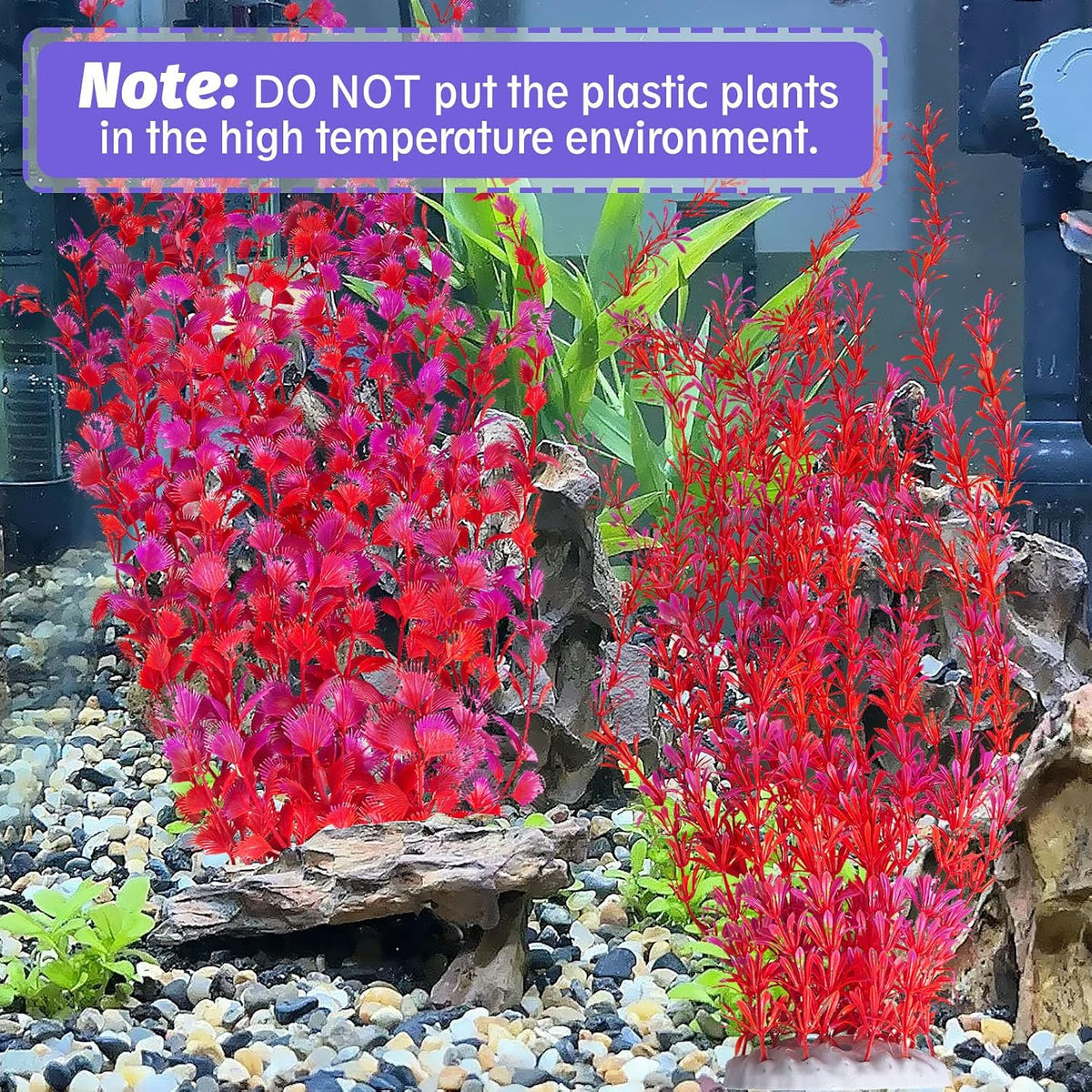23" Tall Aquarium Plastic Plants - Red - image 4