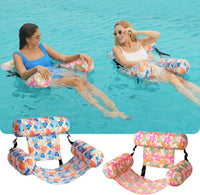 SLOOSH Inflatable Pool Floats Adult - Pink,Blue-Tropical Flowers - image 2