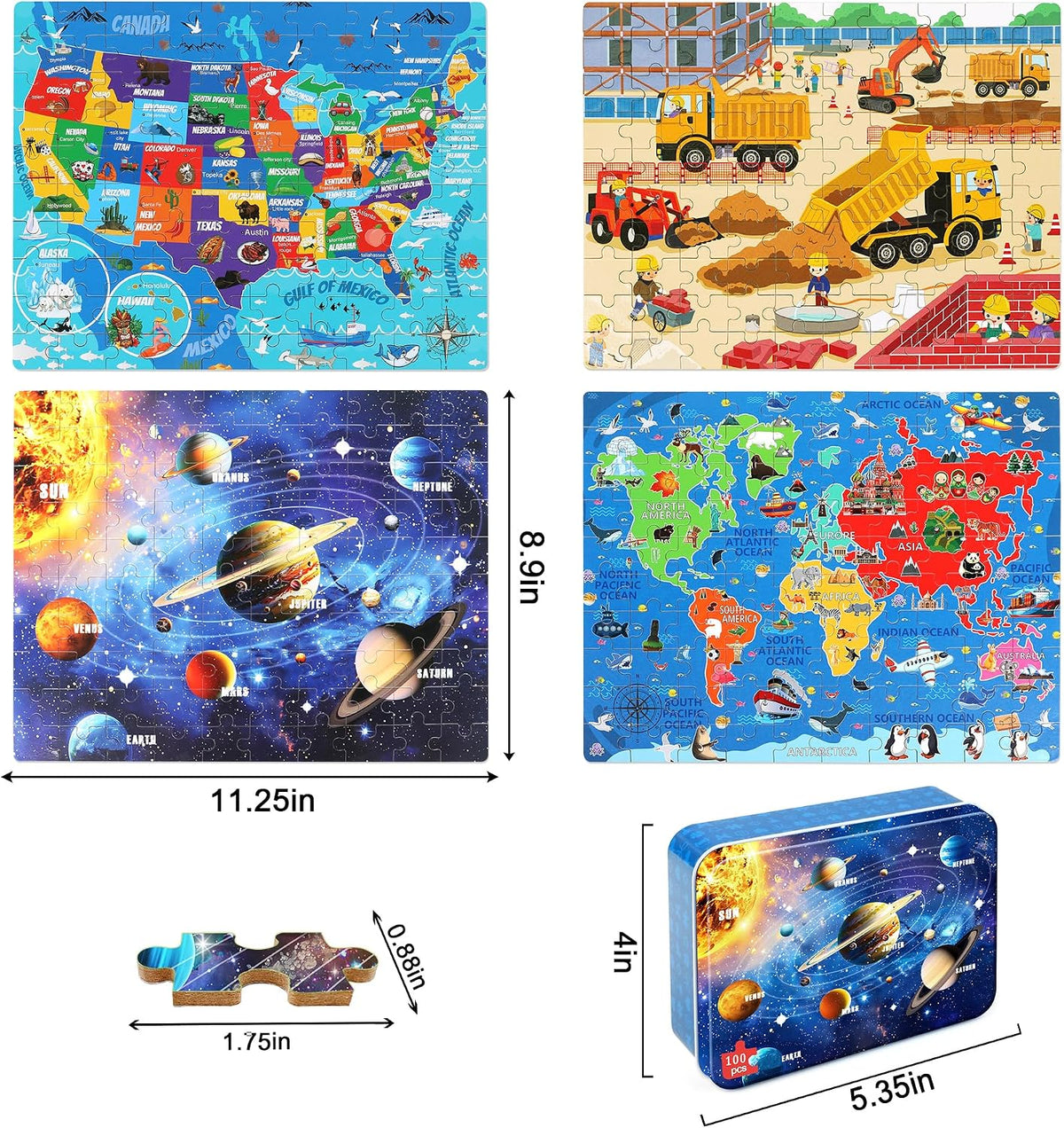 LELEMON Halloween jigsaw puzzle for kids with pumpkins and bats in tin box - view 11