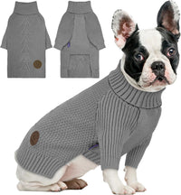 Dog Sweater Long Sleeve Warm Knit Sweaters for Small Dogs Cats Boy – Essentials for Dogs - Grey / X-Large