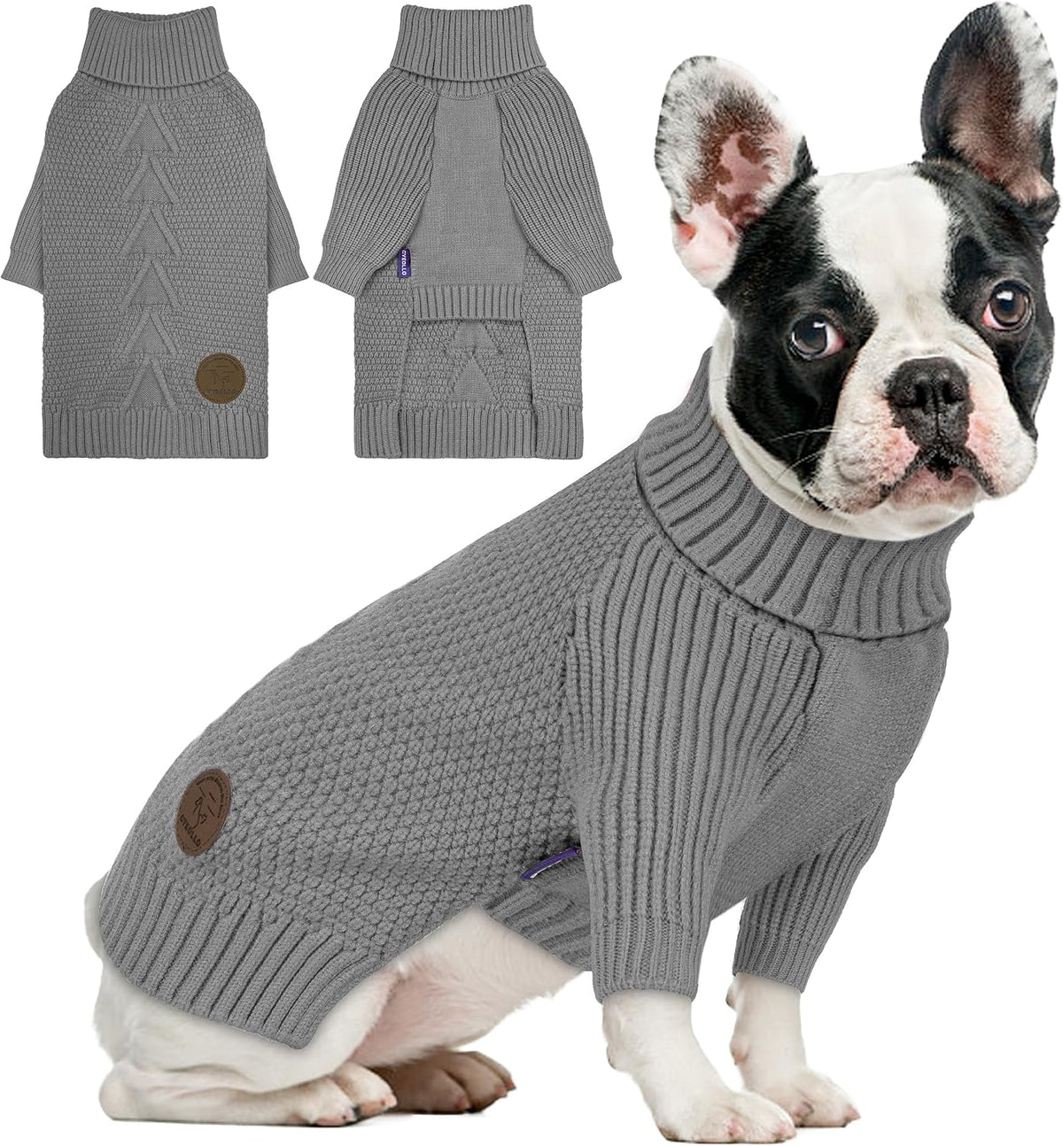 Dog Sweater Long Sleeve Warm Knit Sweaters for Small Dogs Cats Boy – Essentials for Dogs - Grey / X-Large