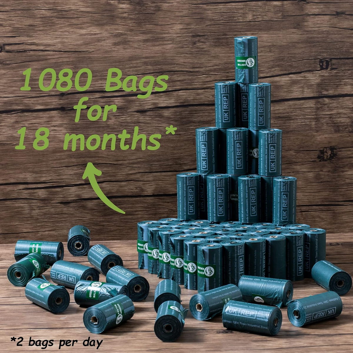 Greener Walker Poop Bags for Dog Waste-540 Bags - Deep Green / 1 Count (Pack of 1080) - image 2