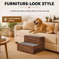 beeNbkks Wooden Dog Stairs and Sturdy Pet Steps for High Beds - Extra Wide, 2-Tier - image 4
