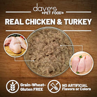 Dave's Pet Food Grain Free Wet Cat Food (Chicken & Turkey Saucey Pate), Naturally Healthy Canned Cat Food, Added Vitamins & Minerals, Wheat Free, 5.5 oz (24 Pack)