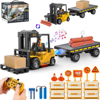 1:24 RC Forklift Toy for Kids - Yellow / 1:24 Scale with Trailer (18.5×4×6.3 inch)