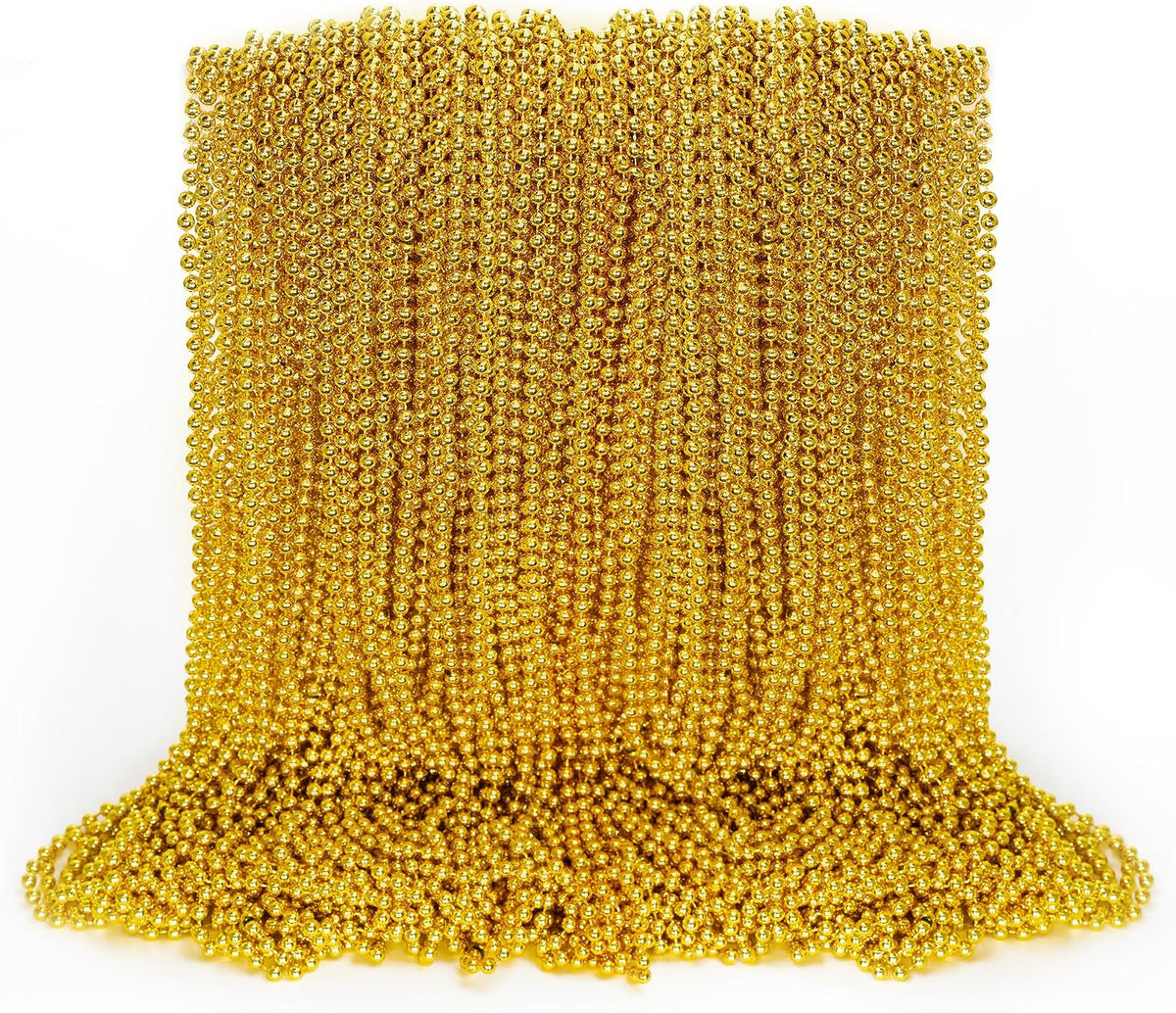 100PCS Bead Necklace, Gold Mardi Gras Beads Party Stuff - Gold