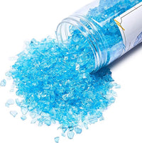 TWINKLING High Luster Fire Glass Gravel Stone Glitter,Broken Glass,Fire Gems Chips,Crushed Glass for Fire Pit Crafts Resin Art Aquarium Garden Decoration,3-6mm,1-Pound Jar (Ocean Blue)