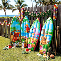 JellyArch inflatable surfboard decorations with tropical flower print, set of 4 - view 32