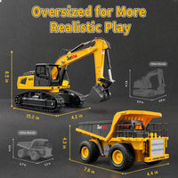 Joylike RC Excavator and Dump Truck Toy Set，2.4Ghz Metal Remote - image 2