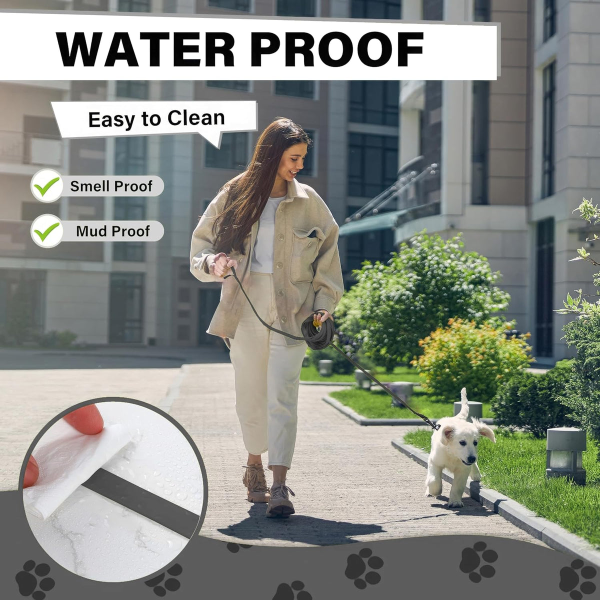 Waterproof Long Line Dog Training Leash, PVC-Coated - Black / 30ft - image 4