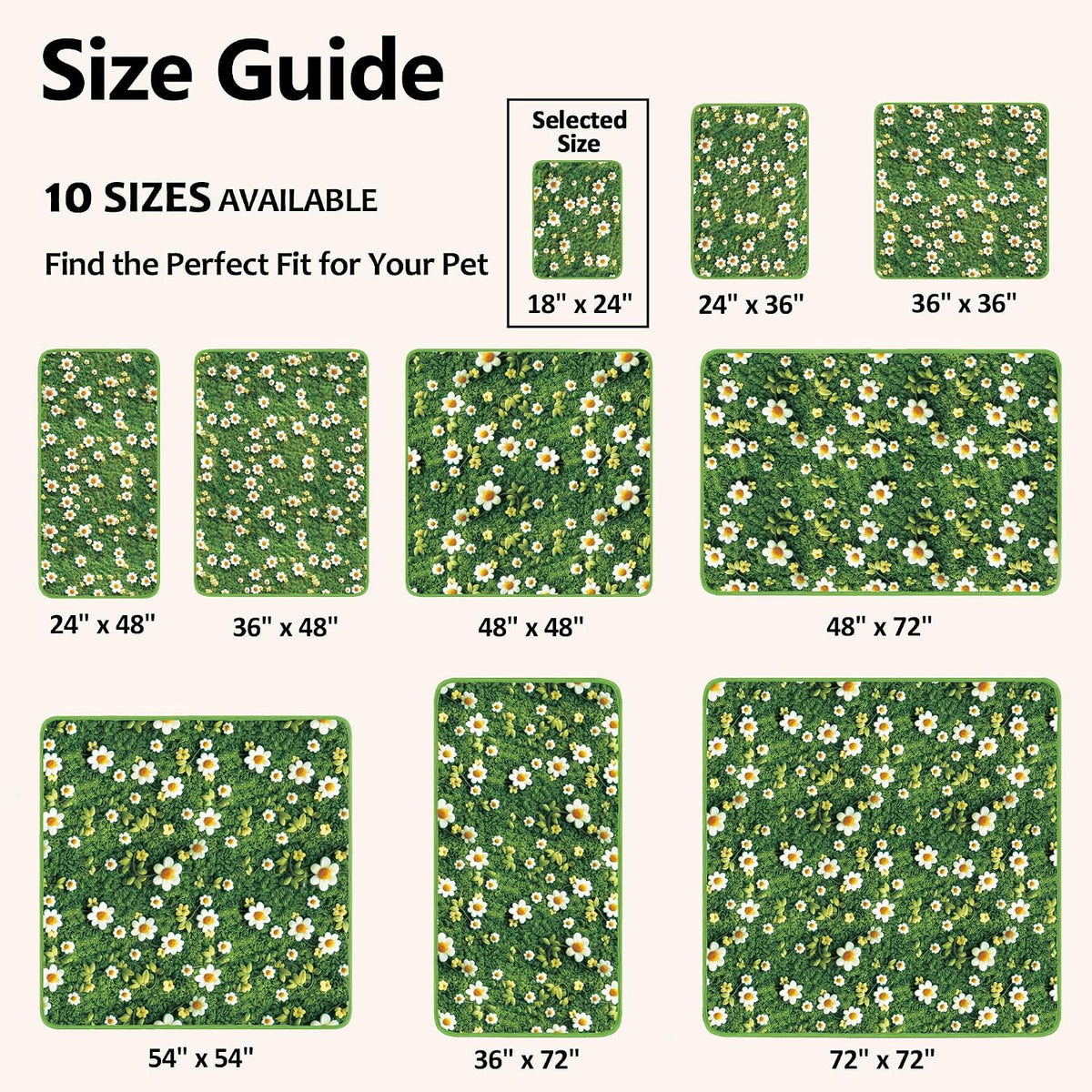 Washable Pee Pads for Dogs, Reusable Puppy Potty Training Pads - Yellow Daisy on Green / 18" ×24"(pack of 2) - image 4