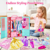Style Shine 100 Pcs Doll Clothes & Accessories Toy for 11.5 Inch Doll – Fun for Kids & Family - M-Closet - image 4