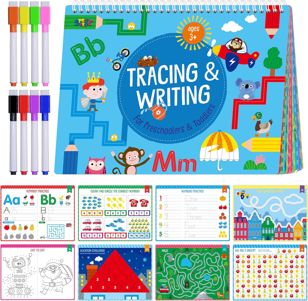 SpriteGru search and find book for kids with dry erase markers and storage bag - view 7