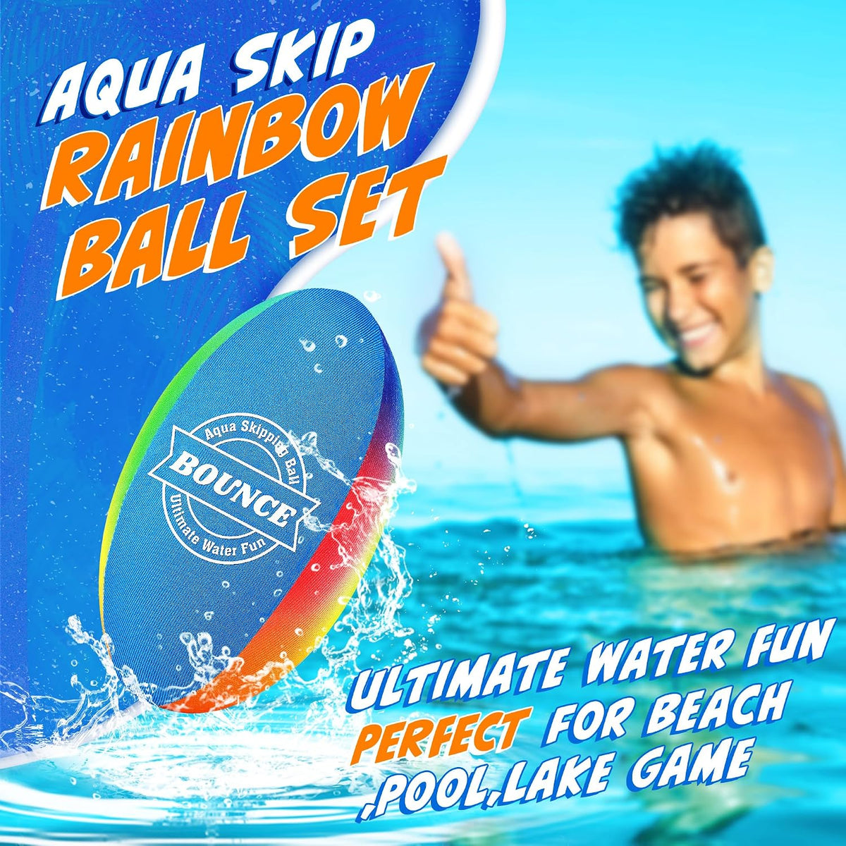 Billeeit. 5Pcs Rainbow Water Skipping Balls Set for Pool - Rainbow - image 2