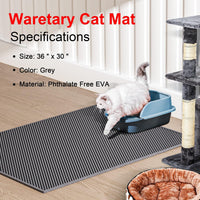 Waretary Cat Litter Mat, 36"x30", Waterproof, Scatter Control - Grey / 36"x 30" - image 2