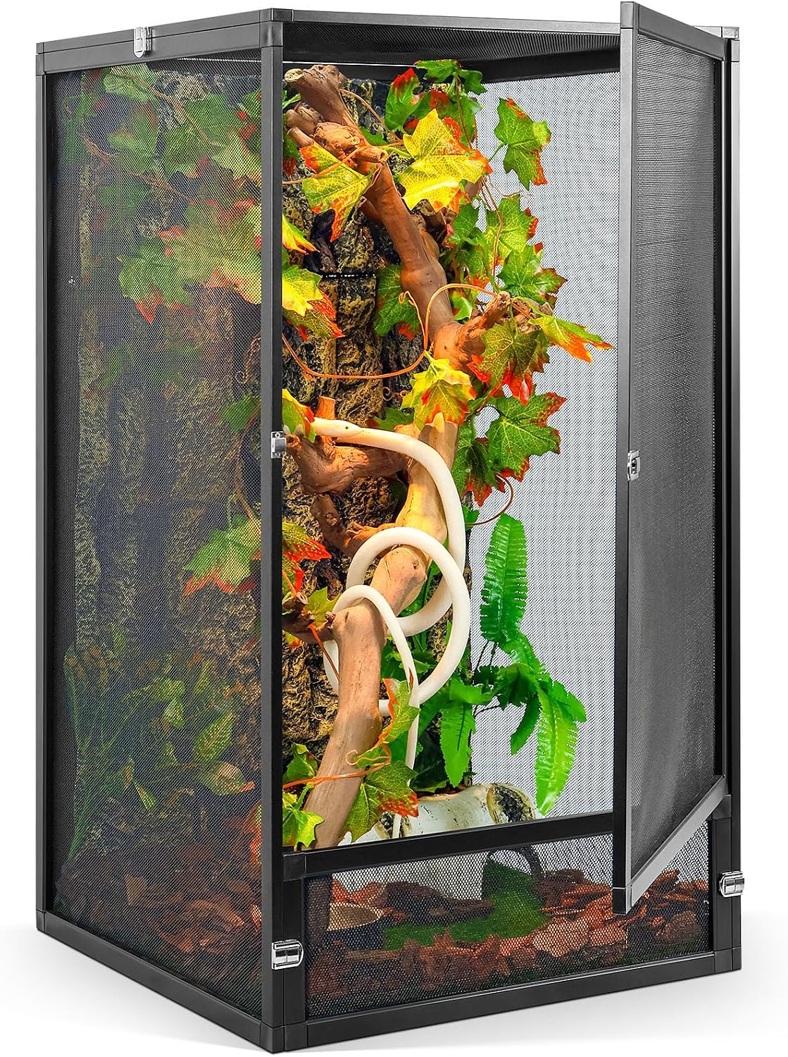 RunDuck Foldable Reptile Terrarium Kit 33 Gallon 26"x17"x17" – Essentials for Reptiles And Amphibians - Black / 32"x18"x18"
