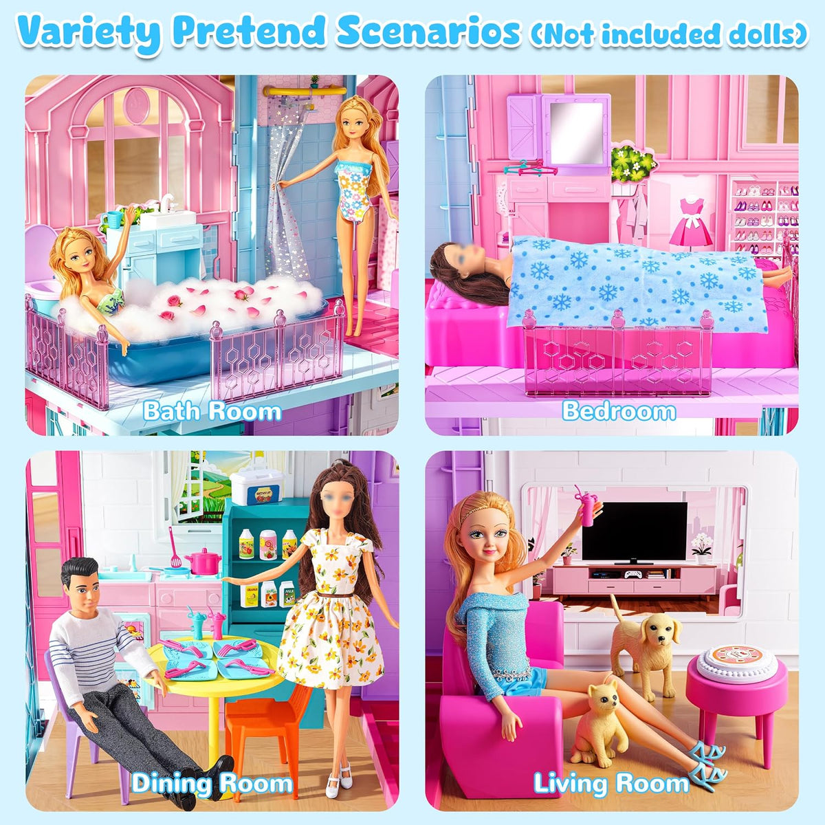 Style Shine Foldable Doll House - 3-Story House - image 3