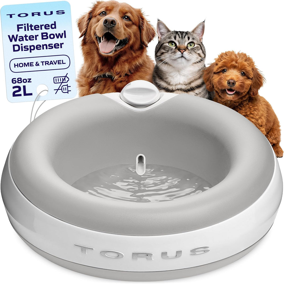 Filtered Portable Dog Water Dispenser - Barkwood Beige / Maxi (68 oz / 2L) / Water Dispensers