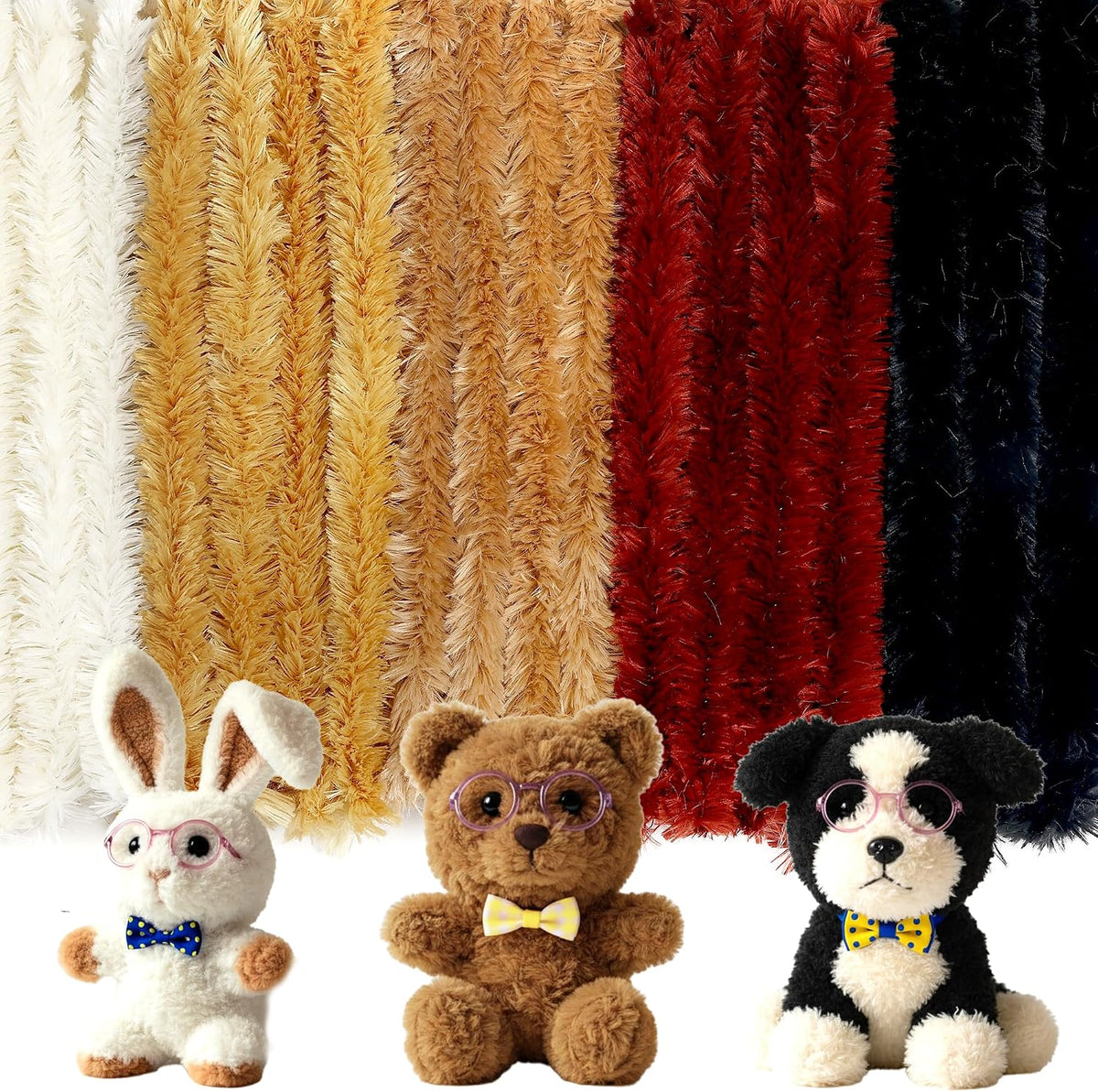 Caydo 50PCS Extra Thick Pipe Cleaners with 100pcs Eyes - Brown