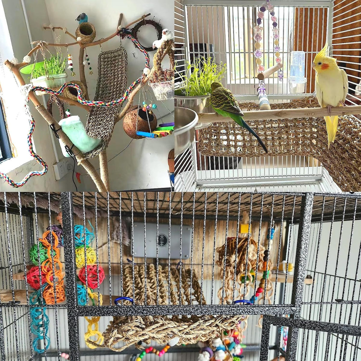 Bird Seagrass Mat 30 x 7 Inch Parrot Natural Seagrass Woven Net - 2Pcs 20.5" × 8" - image 3