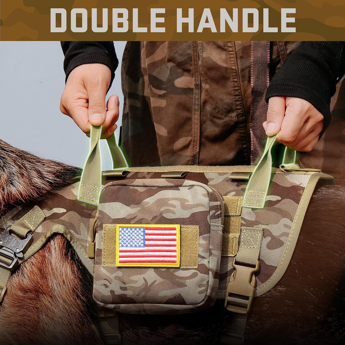 Forestpaw Tactical Dog Harness for Medium Dogs, Service Dog Vest - S:Chest 17-25",Fit 20-35lbs / Camouflage Brown - image 3