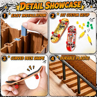 CS COSDDI 14in1 Finger Skateboard Park Set for Kids 8 Skateboards - Dark Brown - image 2