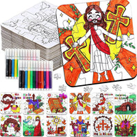 MUOUAKATE Christian Halloween crafts for kids, 24 blank coloring puzzle sets - view 5