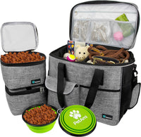 PetAmi Dog Travel Bag Organizer, Pet Supplies Diaper Tote - Large - 15.5"L x 9.5"W x 14.0"H / Grey