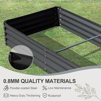 Domi Galvanized Raised Garden Bed, 8x4x1Ft Thickening Metal Planter Box for Vegetables Bottomless for Backyard Outdoor, 1" Deep w/ 228 Gallon Capacity - Dark Gray