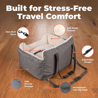 Best Pet Supplies Elevated Dog Car Seat for Small Dogs - Booster (Gray) / 21" x 20" x 14" - image 3
