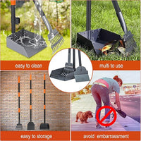 Niubya Pooper Scooper for Dogs, Metal Poop Scooper Tray Spade and Rake Set, Poop Scoop with Adjustable Long Handle, Dog Pooper Scooper for Pet Waste Removal