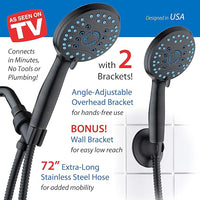 Hotel Spa AquaCare High Pressure 8-mode Handheld Shower Head, Anti-clog Nozzles - Built-in Power Wash to Clean Tub, Tile & Pets, Extra Long 6 ft. Stainless Steel Hose, Wall & Overhead Brackets