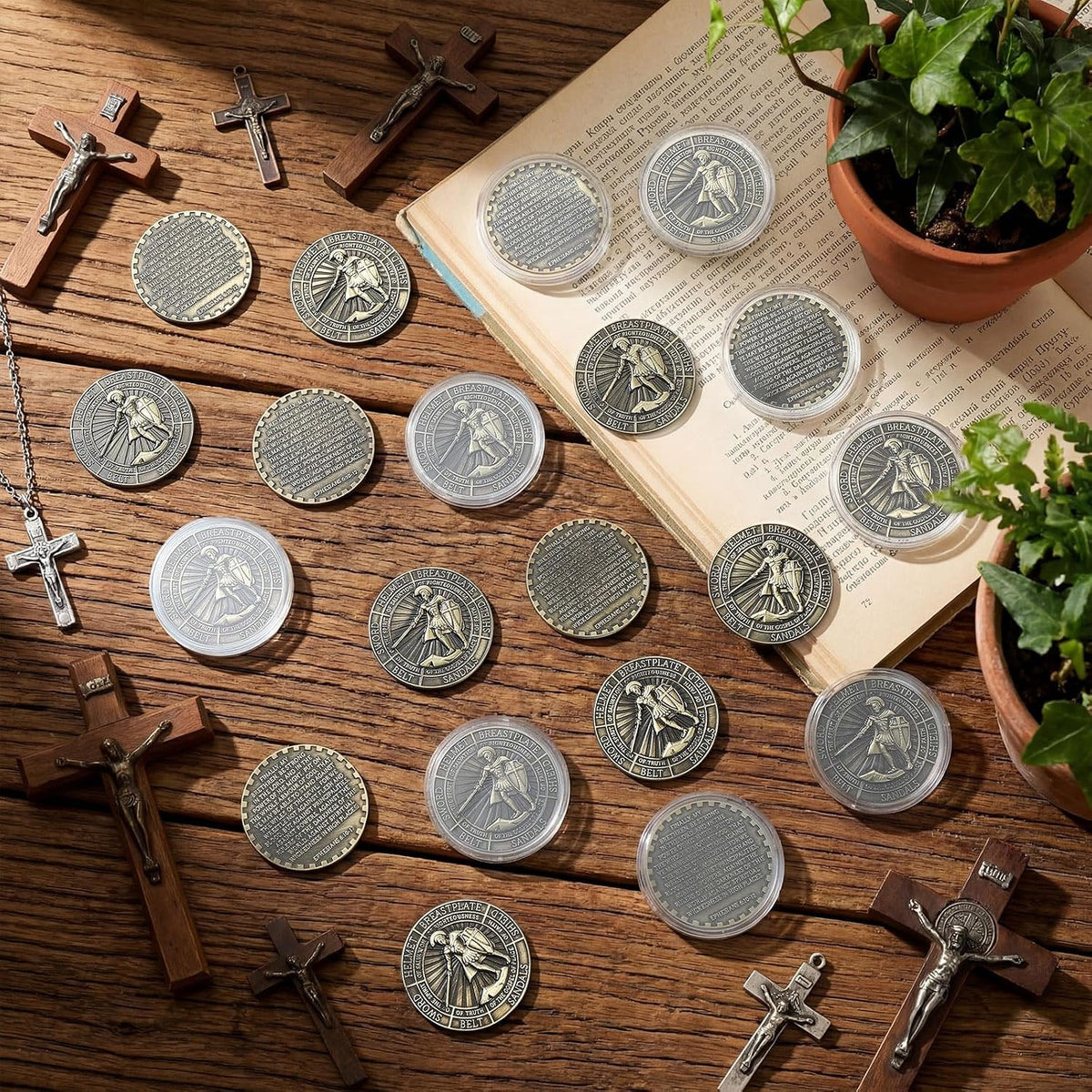 Nosiny 20 Pcs Armor of God Coins Metal Christian Challenge Coins - Ancient Style 2 - image 4