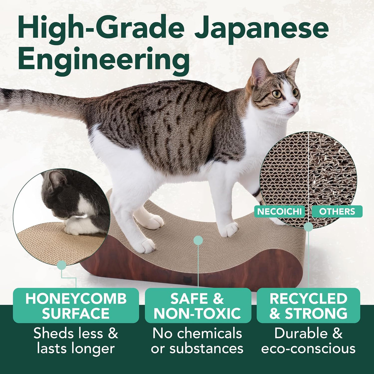Necoichi Cardboard Cat Scratcher Bed for Indoor Cats - Regular / Dark Cherry - image 4