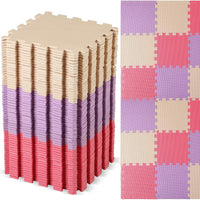 Nuanchu 60 PCS Kids Foam Puzzle Mat, Cream - Pink, Beige, Purple