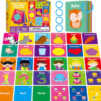 SpriteGru Spanish flashcards for toddlers with colorful cartoon images on rings - view 9