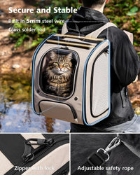 Pecute Cat Backpack Carrier, Large Space Cat Bubble Backpack - Khaki / 14.9"L x 11.0"W x 19.6"H - image 4