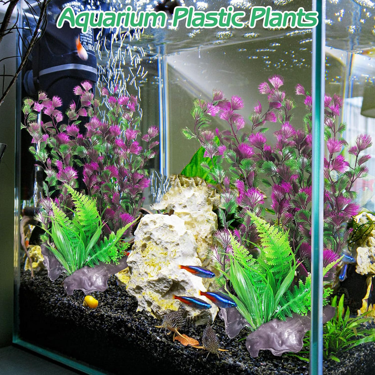Aquarium Plastic Plants Extra Large Aquarium Plant 20.4-inch Tall - B*2 Pcs / 15.7 in - image 3