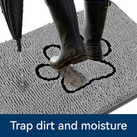 Plush chenille dog door mat with non-slip TPR backing for muddy paws and wet floors - view 4