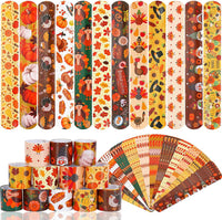 Junebrushs 56 fall Thanksgiving slap bracelets with turkey, pumpkin and leaf designs - view 7