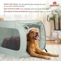 SportPet Designs Large Pop Open Kennel, Portable Cat Cage Kennel - Light Green - image 2