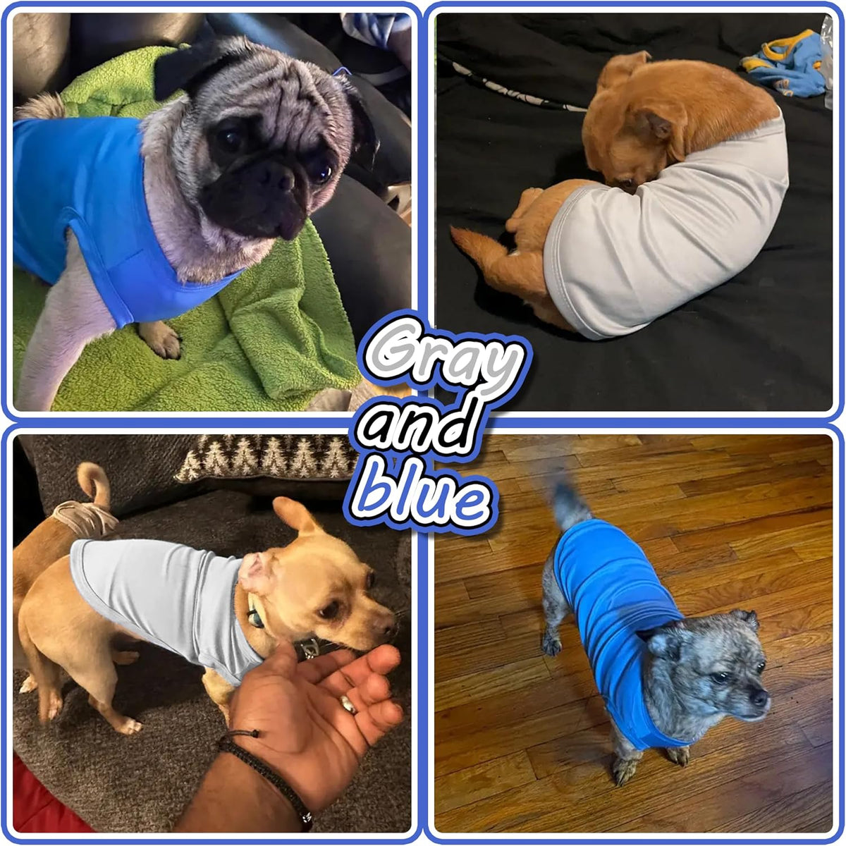 2 Pack Solid Color Dog Shirts, Lightweight, Quick Dry - Gray,Blue / XL (20'' Chest) - image 3