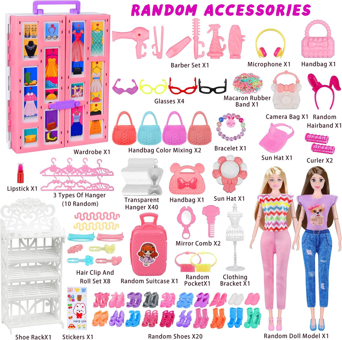 135 Pcs Doll Clothes and Accessories with Doll - MT003A - image 3