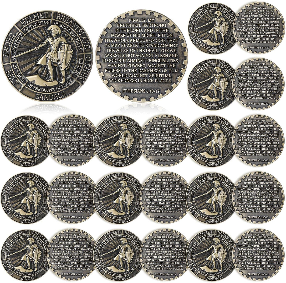 Nosiny 40 Christian challenge coins in gold zinc alloy with double sided print - view 8