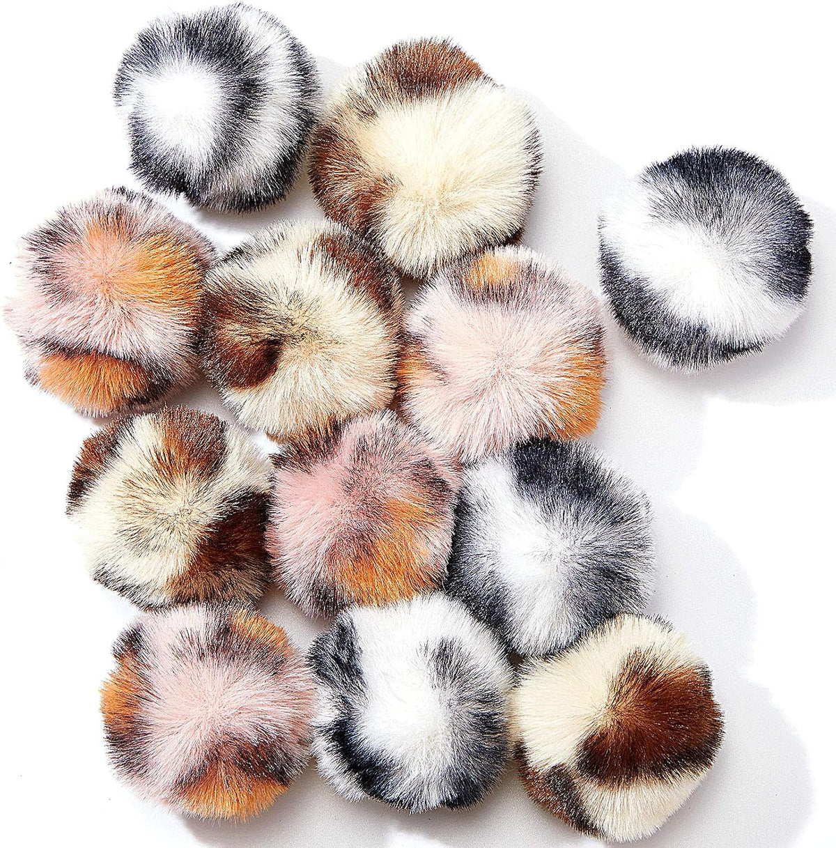 Weewooday 12 Pcs Large Fuzzy Cat Pom Pom Balls Plush Toys - Pink / Leopard