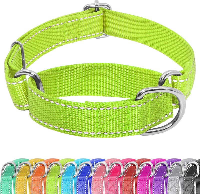 Martingale Dog Collar, Adjustable No Buckle Slip Collar, XS - Green / X-Small(Length:9-12'', Width:5/8'')