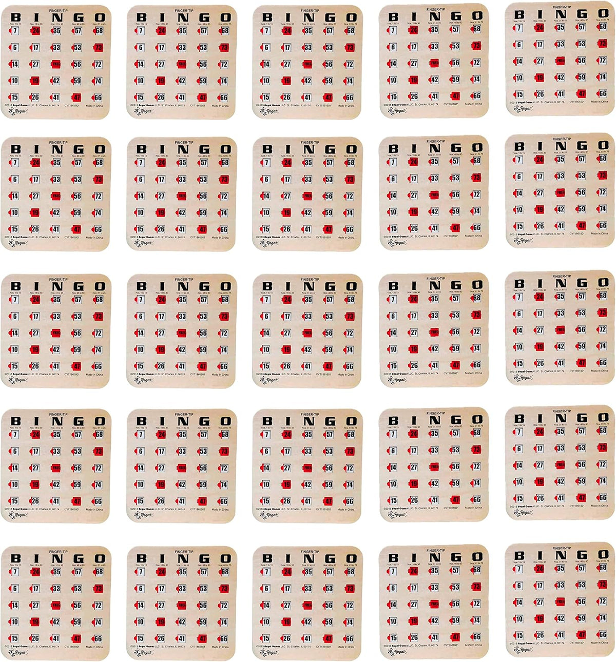 Regal Bingo Bulk Bingo Cards with Sliding Windows - Woodgrain / 25 Cards - image 2